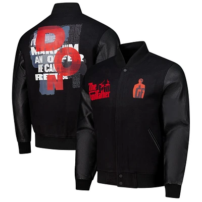 Men's Freeze Max Black The Godfather Offer Full-Zip Varsity Jacket