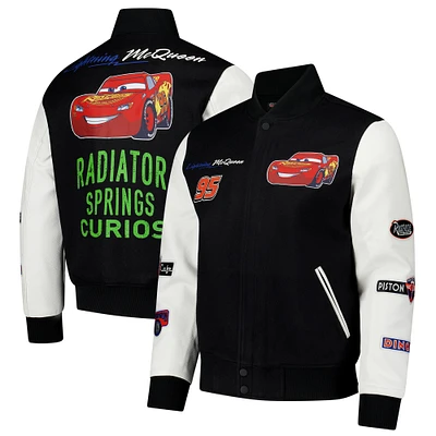 Men's Freeze Max Black Cars Radiator Full-Zip Varsity Jacket