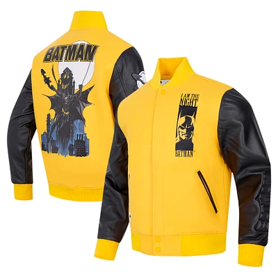 Men's Freeze Max Yellow Batman Comics I Am The Night Full-Zip Varsity Jacket