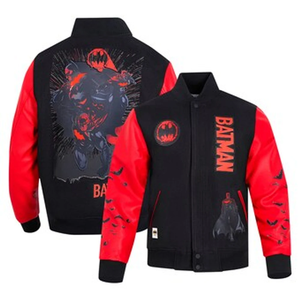Men's Freeze Max Black Batman Comics Signal Full-Zip Varsity Jacket