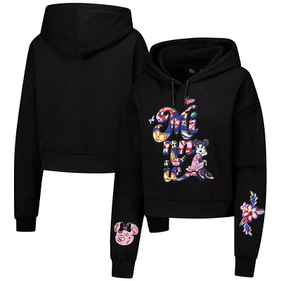 Women's Freeze Max Black Disney Minnie Mouse Cropped Pullover Hoodie