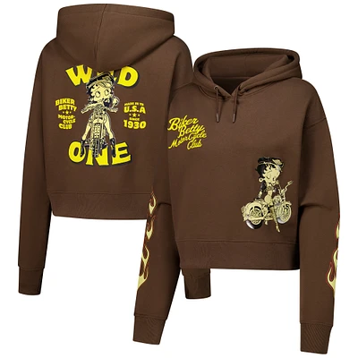 Women's Freeze Max Brown Betty Boop Cropped Pullover Hoodie