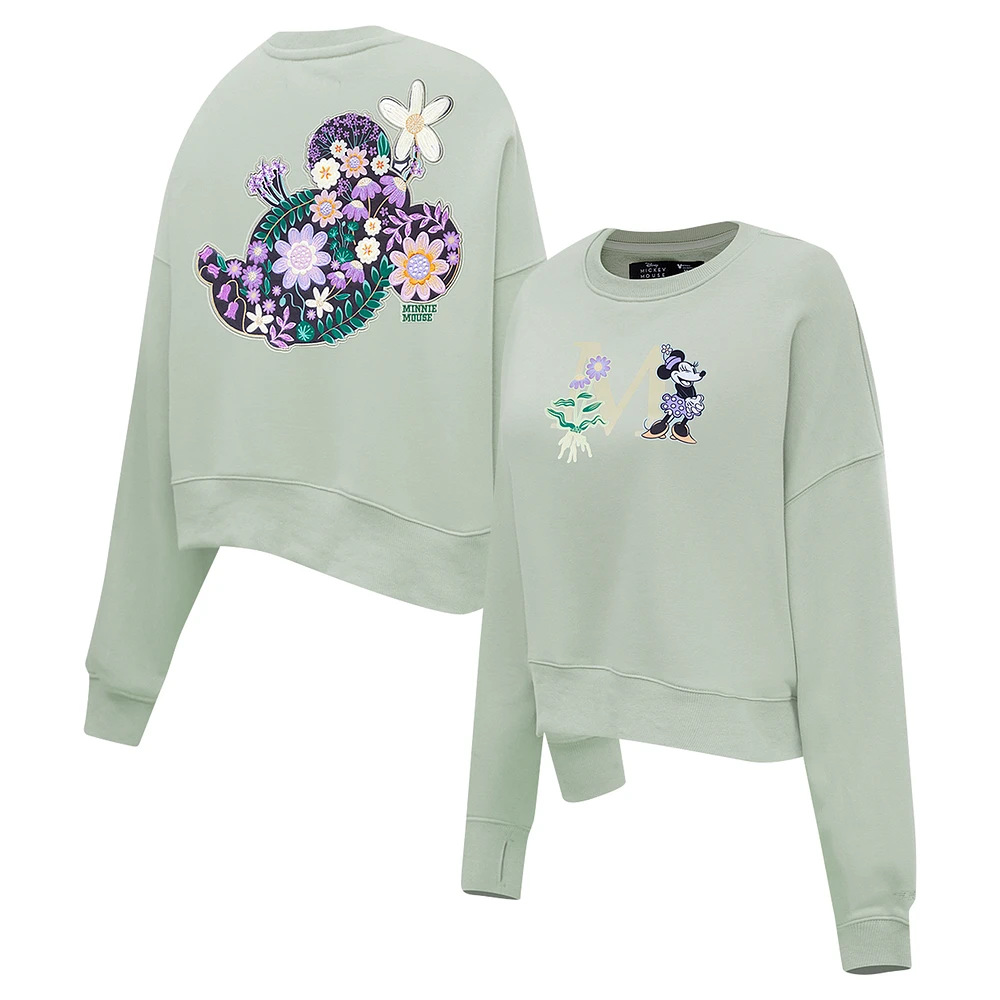 Women's Freeze Max Green Disney Minnie Flowers Oversized Pullover Sweatshirt