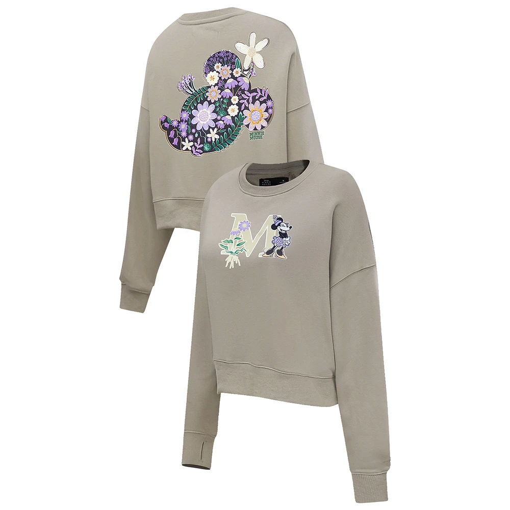 Women's Freeze Max Tan Disney Minnie Flowers Oversized Pullover Sweatshirt