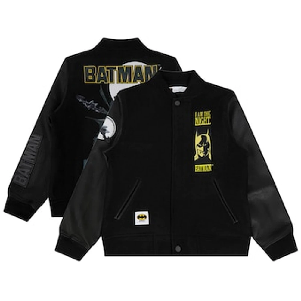 Youth Freeze Max Black Batman Comics I Am The Night Full-Zip Varsity Jacket