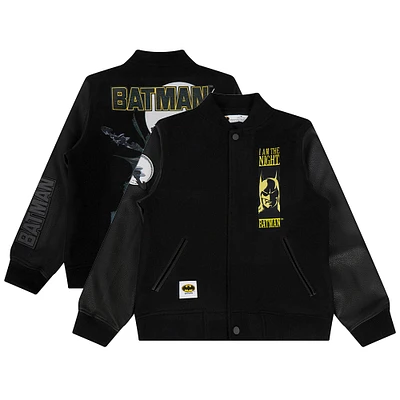Youth Freeze Max Black Batman Comics I Am The Night Full-Zip Varsity Jacket