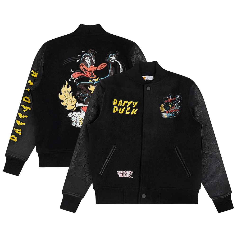 Youth Freeze Max Black Looney Tunes Hot Rod Daffy Full-Zip Varsity Jacket