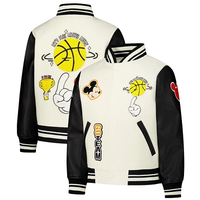 Youth Freeze Max Mickey Mouse Cream & Friends Let's Play Full-Zip Varsity Jacket