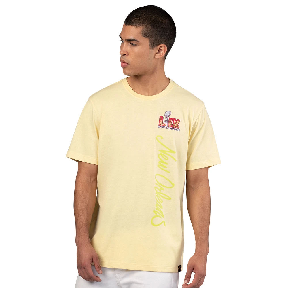 Men's Margaritaville Yellow Super Bowl LIX Life's A Beach T-Shirt
