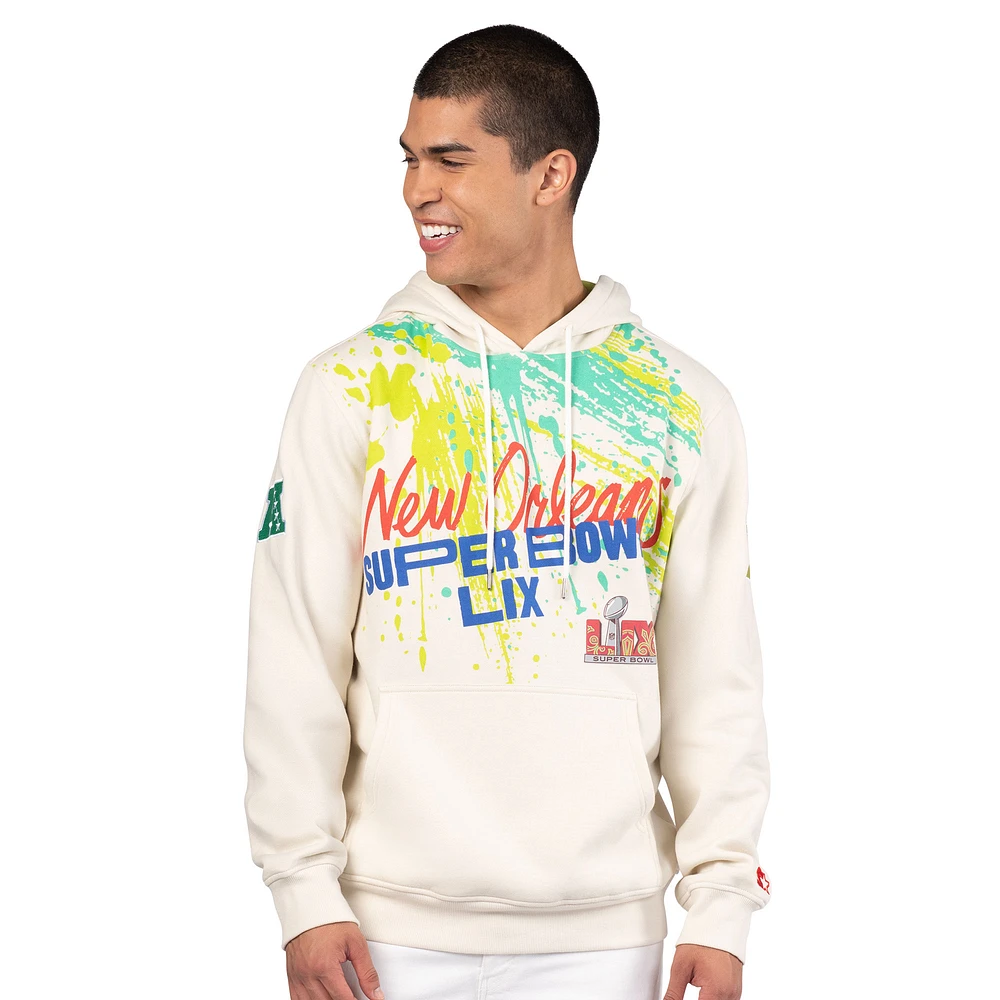 Men's Starter Cream Super Bowl LIX Big Easy Pullover Sweatshirt