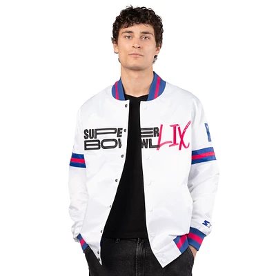 Men's Starter White Super Bowl LIX Full-Snap Varsity Jacket