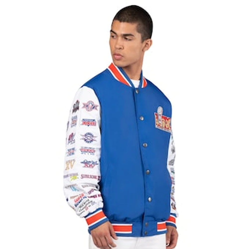 Men's Starter Blue Super Bowl LIX Commemorative Full-Snap Varsity Jacket