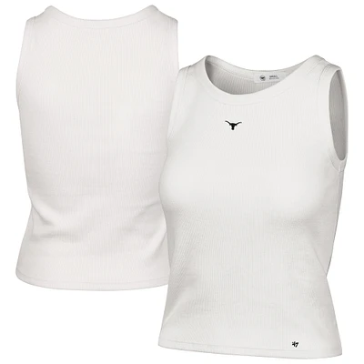 Women's '47 Cream Texas Longhorns Micro Logo Ribbed Cropped Tank Top