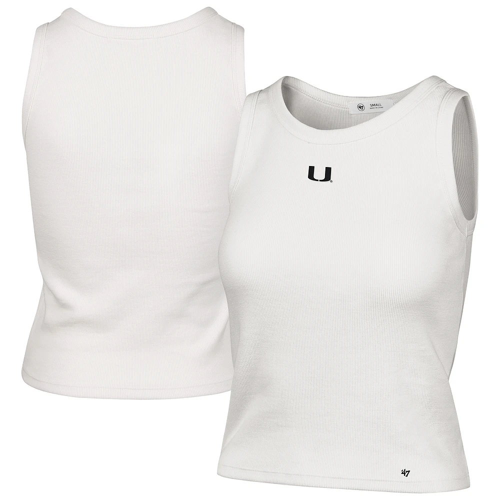 Women's '47 Cream Miami Hurricanes Micro Logo Ribbed Cropped Tank Top