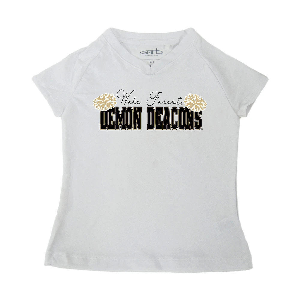 Girls Toddler Garb White Wake Forest Demon Deacons Brittany V-Neck T-Shirt