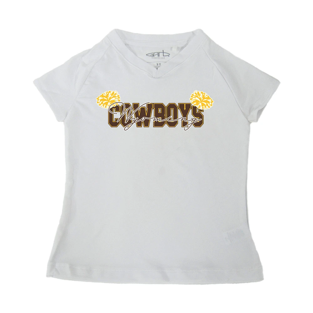 Girls Toddler Garb White Wyoming Cowboys Brittany V-Neck T-Shirt
