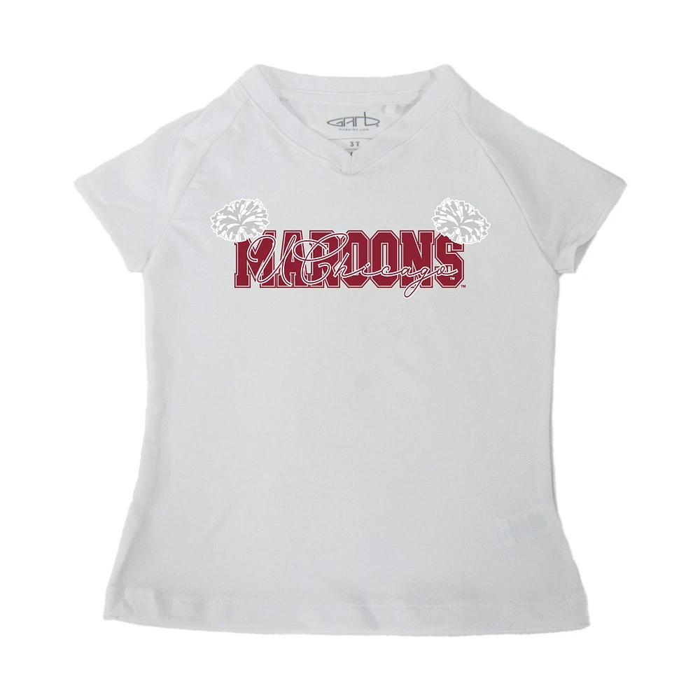 Girls Toddler Garb White UChicago Maroons Brittany V-Neck T-Shirt