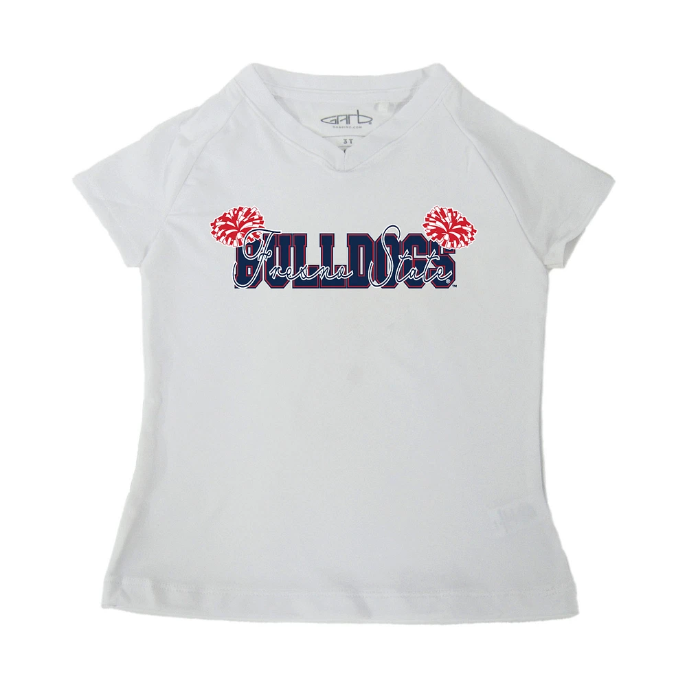 Girls Toddler Garb White Fresno State Bulldogs Brittany V-Neck T-Shirt