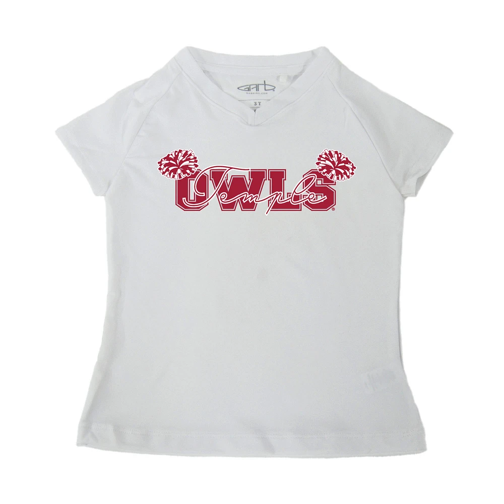 Girls Toddler Garb White Temple Owls Brittany V-Neck T-Shirt