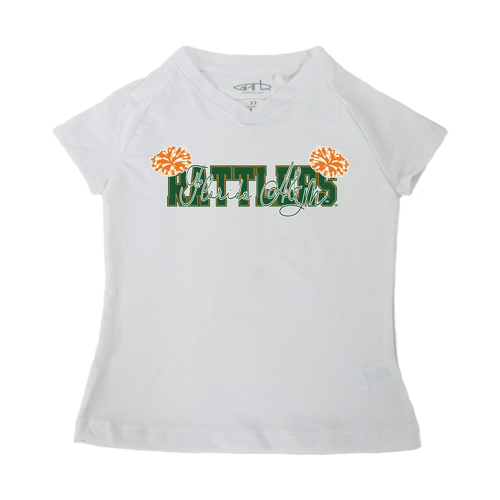 Girls Toddler Garb White Florida A&M Rattlers Brittany V-Neck T-Shirt