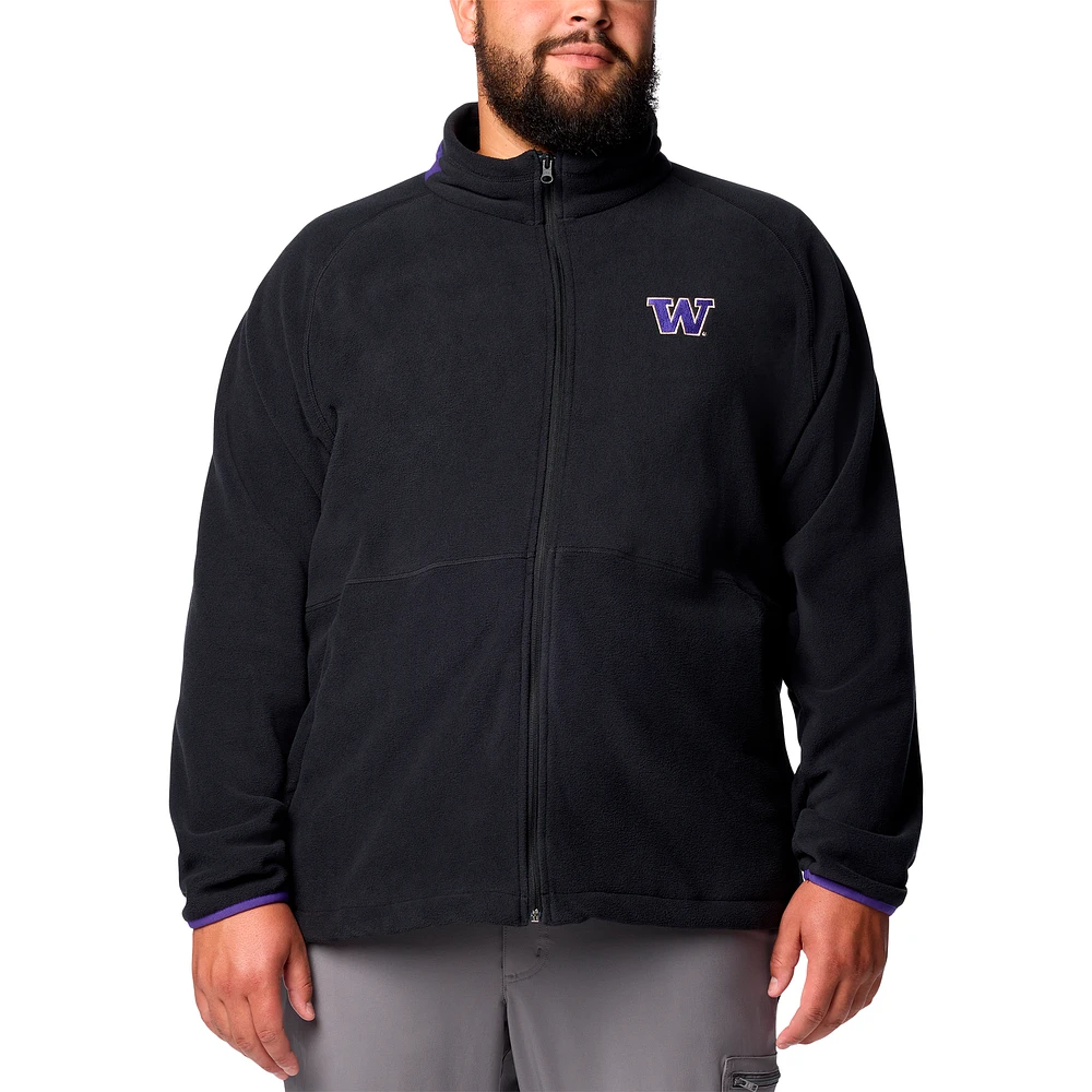 Men's Columbia Black Washington Huskies Big & Tall Flanker™ IV Fleece Raglan Full-Zip Jacket