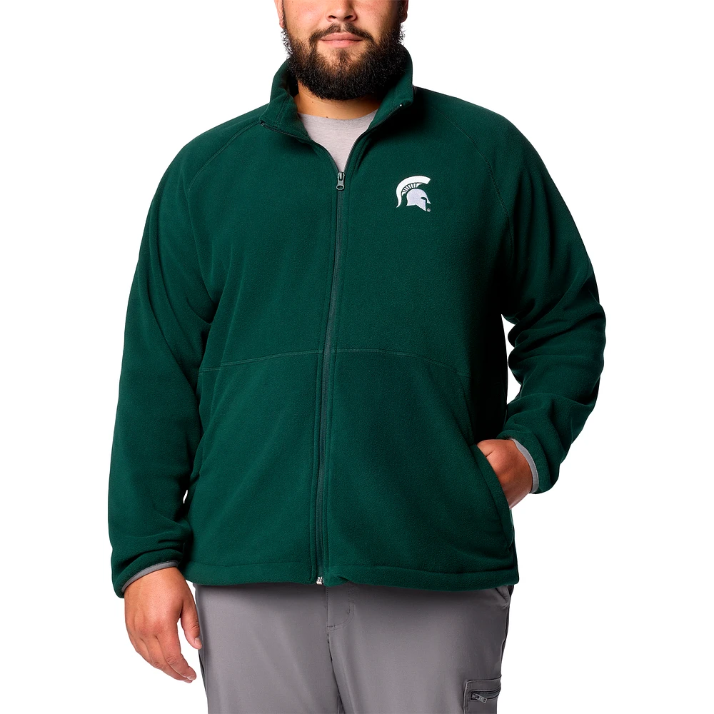 Men's Columbia Green Michigan State Spartans Big & Tall Flanker™ IV Fleece Raglan Full-Zip Jacket