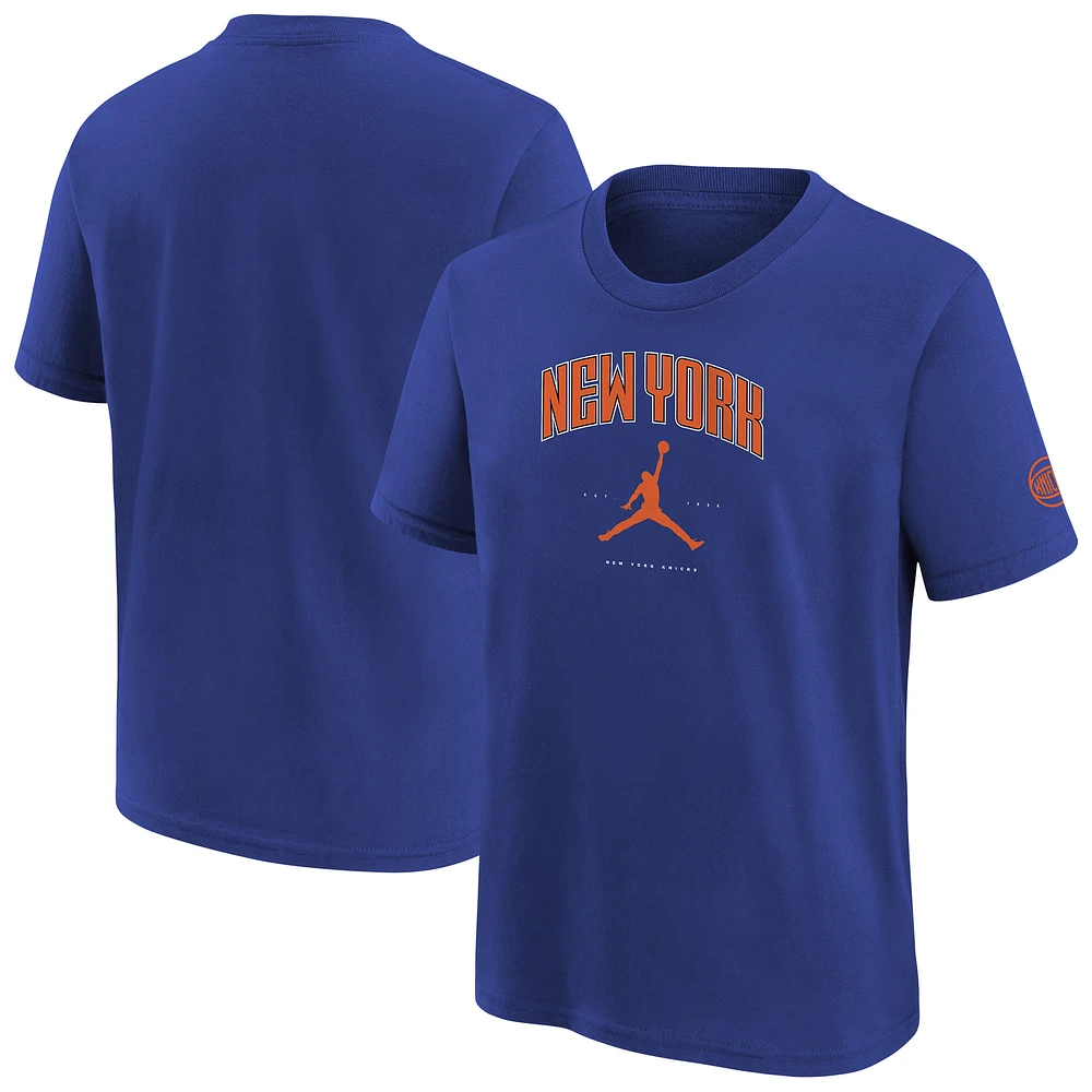 Youth Jordan Brand Blue New York Knicks Essential Cities T-Shirt