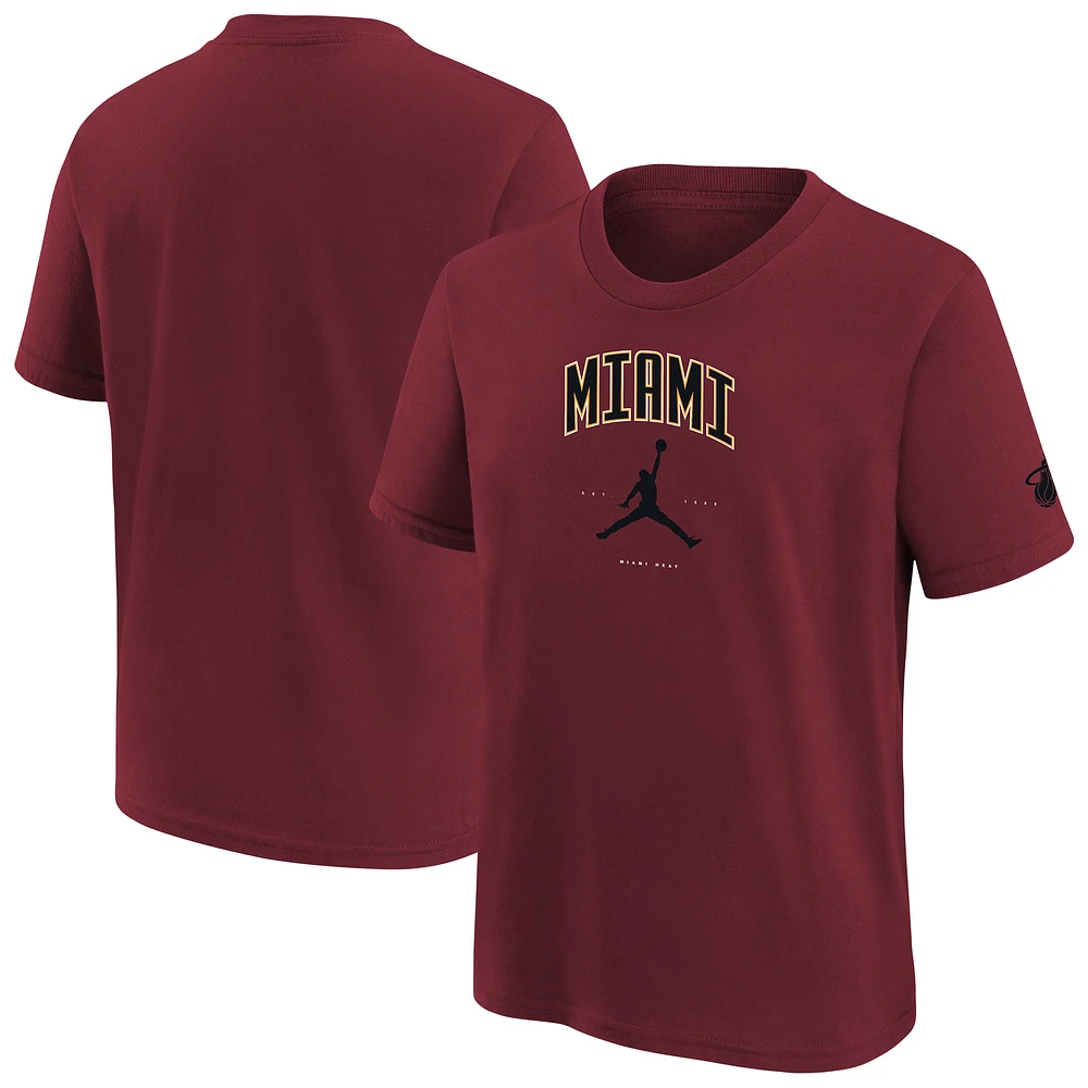 Youth Jordan Brand Red Miami Heat Essential Cities T-Shirt