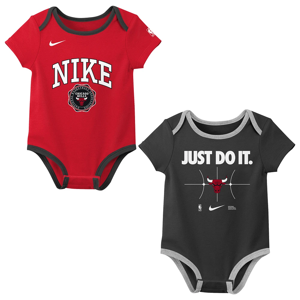 Newborn Nike Red/Black Chicago Bulls Just Do It Two-Pack Bodysuit Set