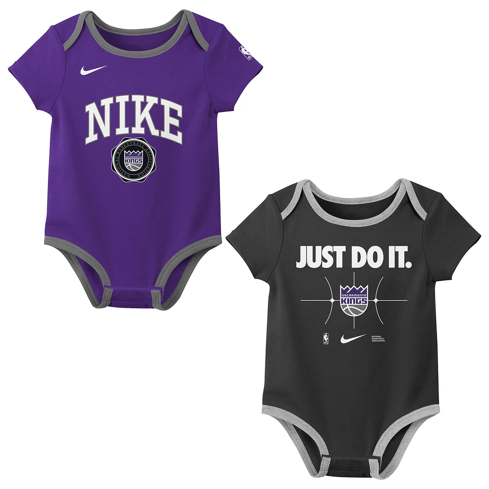 Newborn Nike Purple/Black Sacramento Kings Just Do It Two-Pack Bodysuit Set