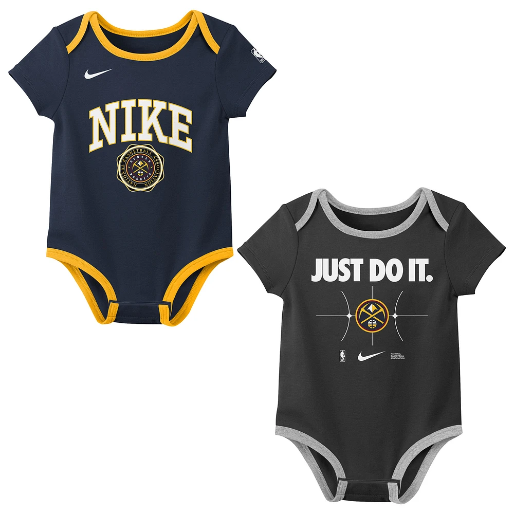 Newborn Nike Navy/Black Denver Nuggets Just Do It Two-Pack Bodysuit Set
