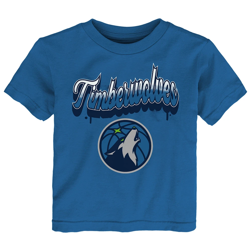 Youth Blue Minnesota Timberwolves Bubbly Script T-Shirt