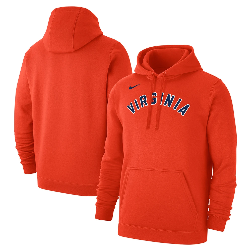 Men's Nike Orange Virginia Cavaliers Logo Club Fleece Pullover Hoodie