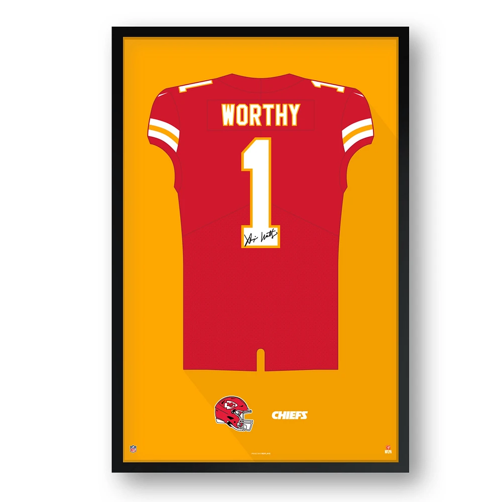Xavier Worthy Kansas City Chiefs Framed 14" x 20" Jersey Art Print