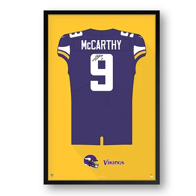 J.J. McCarthy Minnesota Vikings Framed 14" x 20" Jersey Art Print