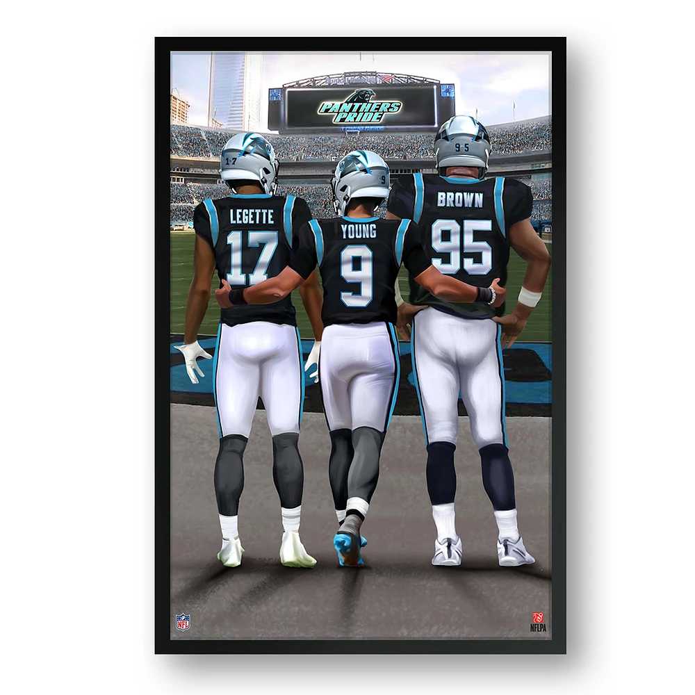 Carolina Panthers Framed 14" x 20" Three-Player Art Print