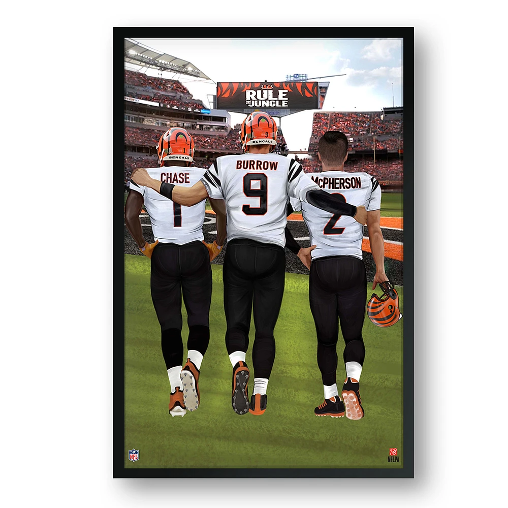 Cincinnati Bengals Framed 14" x 20" Three-Player Art Print