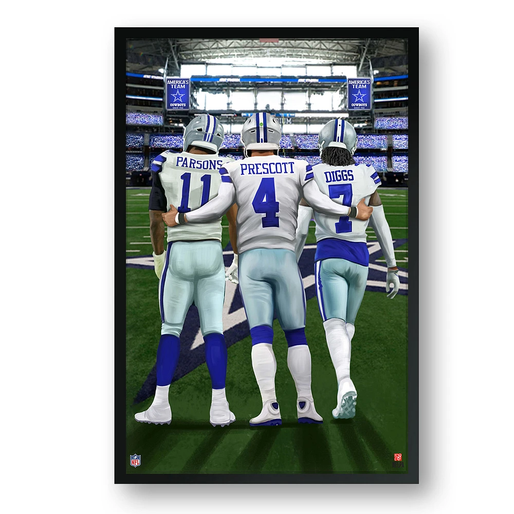 Dallas Cowboys Framed 14" x 20" Three-Player Art Print