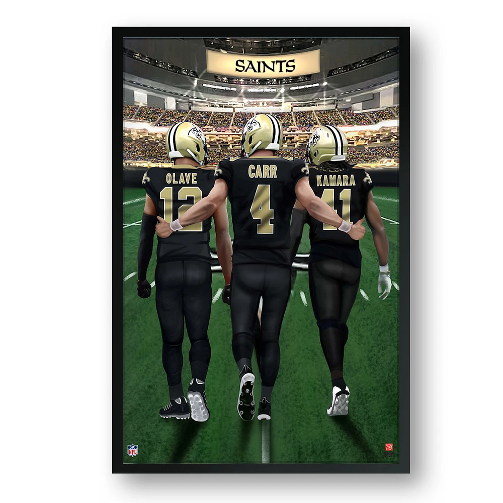 New Orleans Saints Framed 14" x 20" Three-Player Art Print