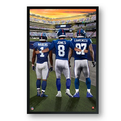New York Giants Framed 14" x 20" Three-Player Art Print