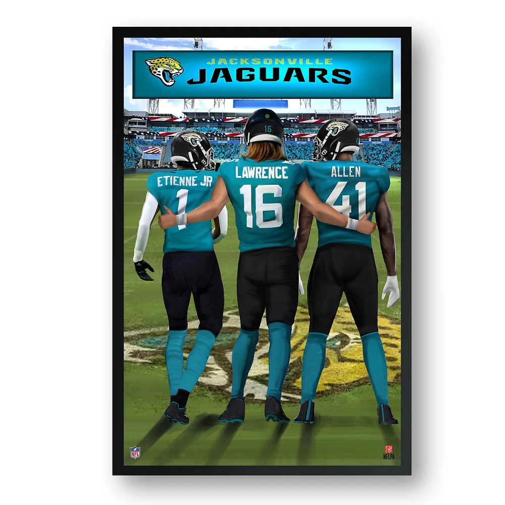 Jacksonville Jaguars Framed 14" x 20" Three-Player Art Print