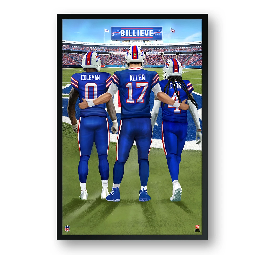 Buffalo Bills Framed 14" x 20" Three-Player Art Print