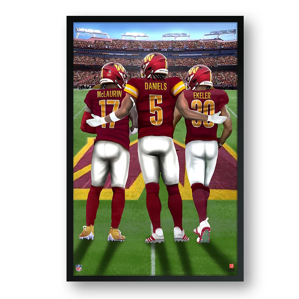 Washington Commanders Framed 27" x 39" Three-Player Art Print