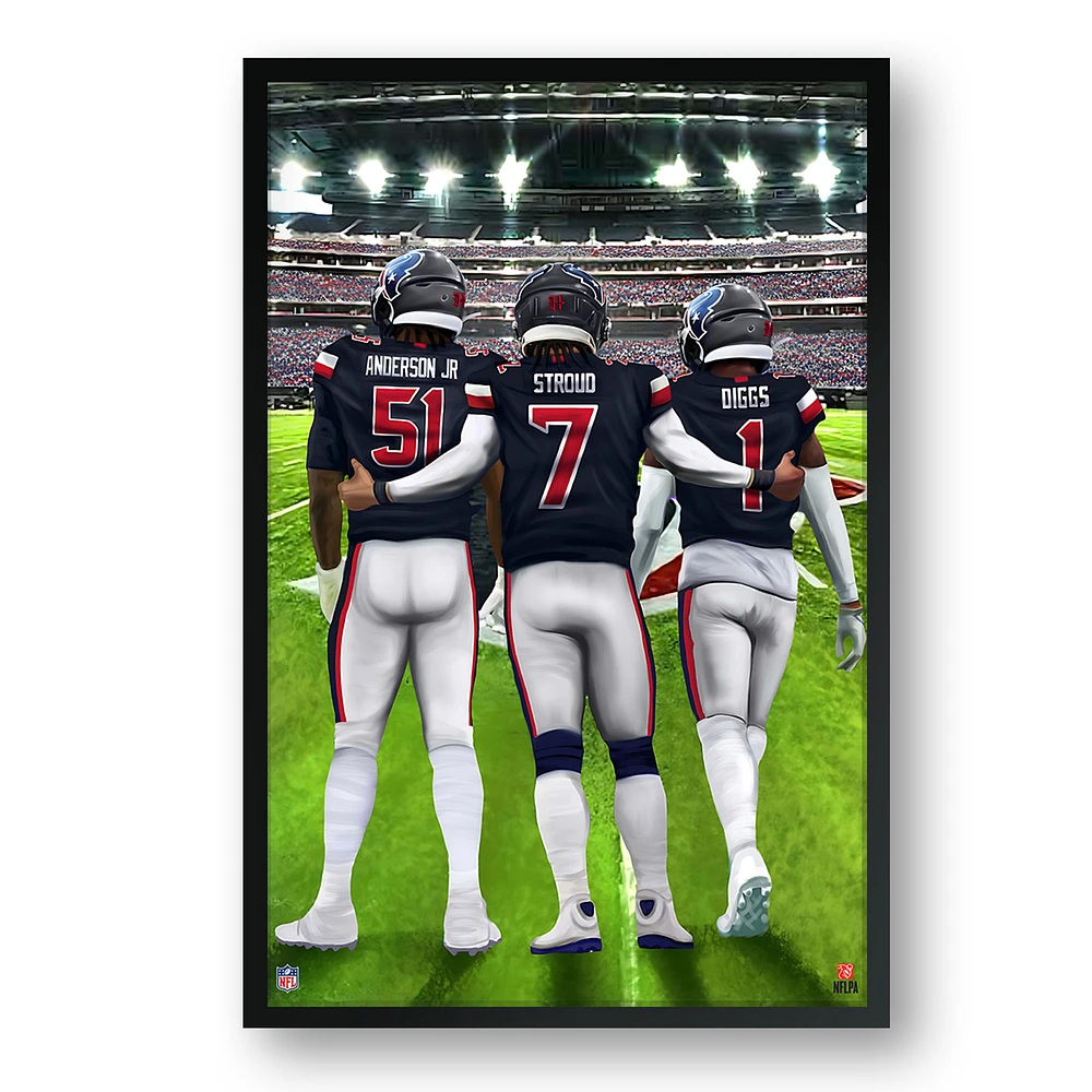 Houston Texans Framed 27" x 39" Three-Player Art Print