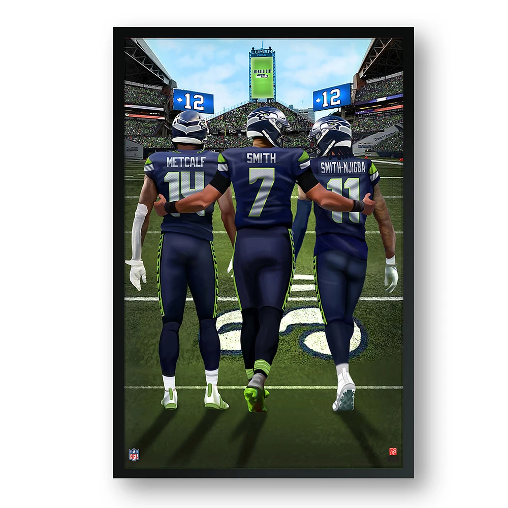 Seattle Seahawks Framed 27" x 39" Three-Player Art Print