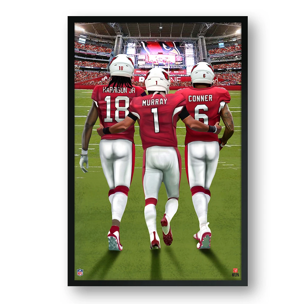 Arizona Cardinals Framed 27" x 39" Three-Player Art Print