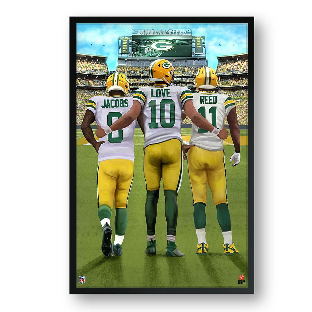 Green Bay Packers Framed 27" x 39" Three-Player Art Print