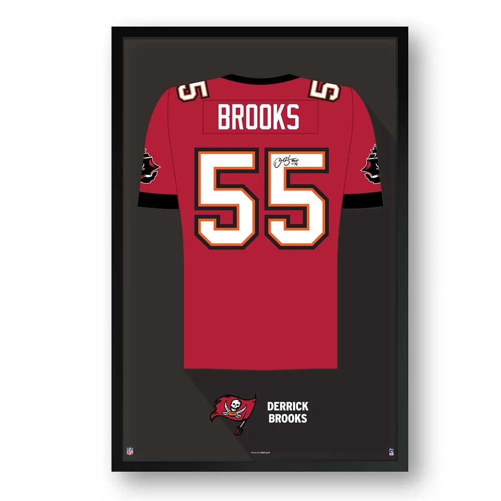 Derrick Brooks Tampa Bay Buccaneers Framed 27" x 39" Retired Jersey Art Print