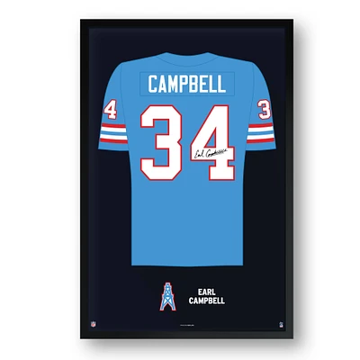 Earl Campbell Houston Oilers Framed 27" x 39" Retired Jersey Art Print
