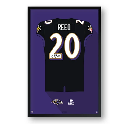Ed Reed Baltimore Ravens Framed 27" x 39" Retired Jersey Art Print